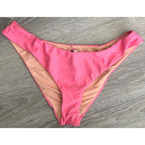 J. Crew NWT Curved-Waist Cheeky Bikini Bottom High Cut Tea Rose Pink Size Large